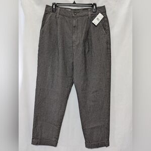 AG Adriano Goldschmied Grey The Rutger Relaxed Pleated Crop Pants, 32